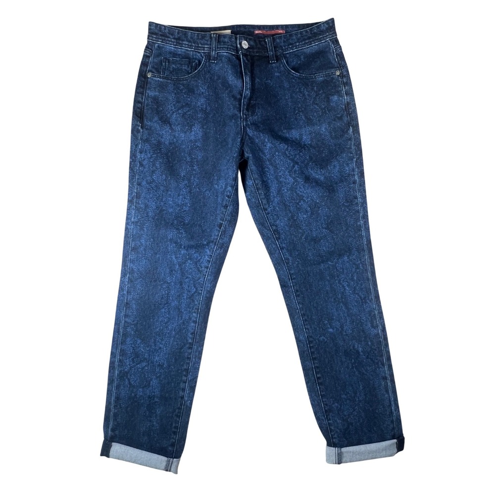 Pilcro Slim Boyfriend Jeans Womens 30 Tall Blue Snakeskin Print High Rise Denim